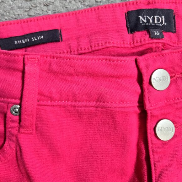 NYDJ NWT Big Pink Sheri Slim Double Button Fly Ankle Jeans Barbie MFOZSA2827 - Picture 8 of 10